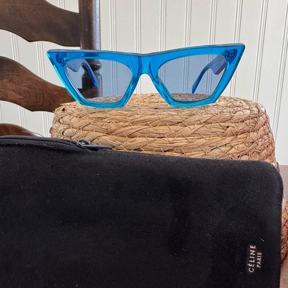 Celine Edge Vibrant Blue Cat-Eye Sunglasses - Picture 1 of 8